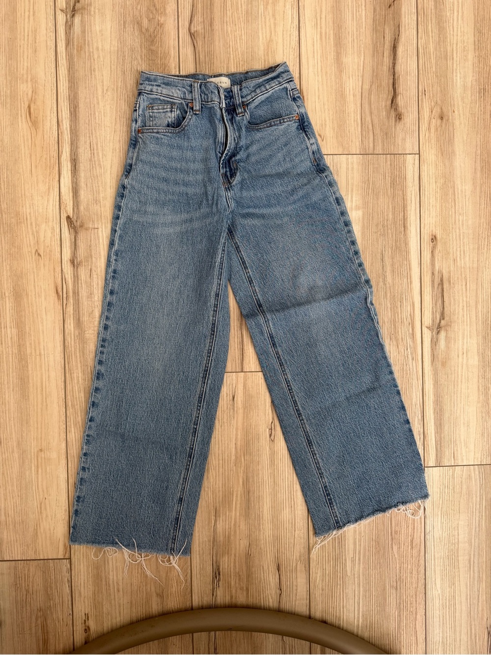 PacSun Light Blue Wide-Leg Raw Hem Jeans